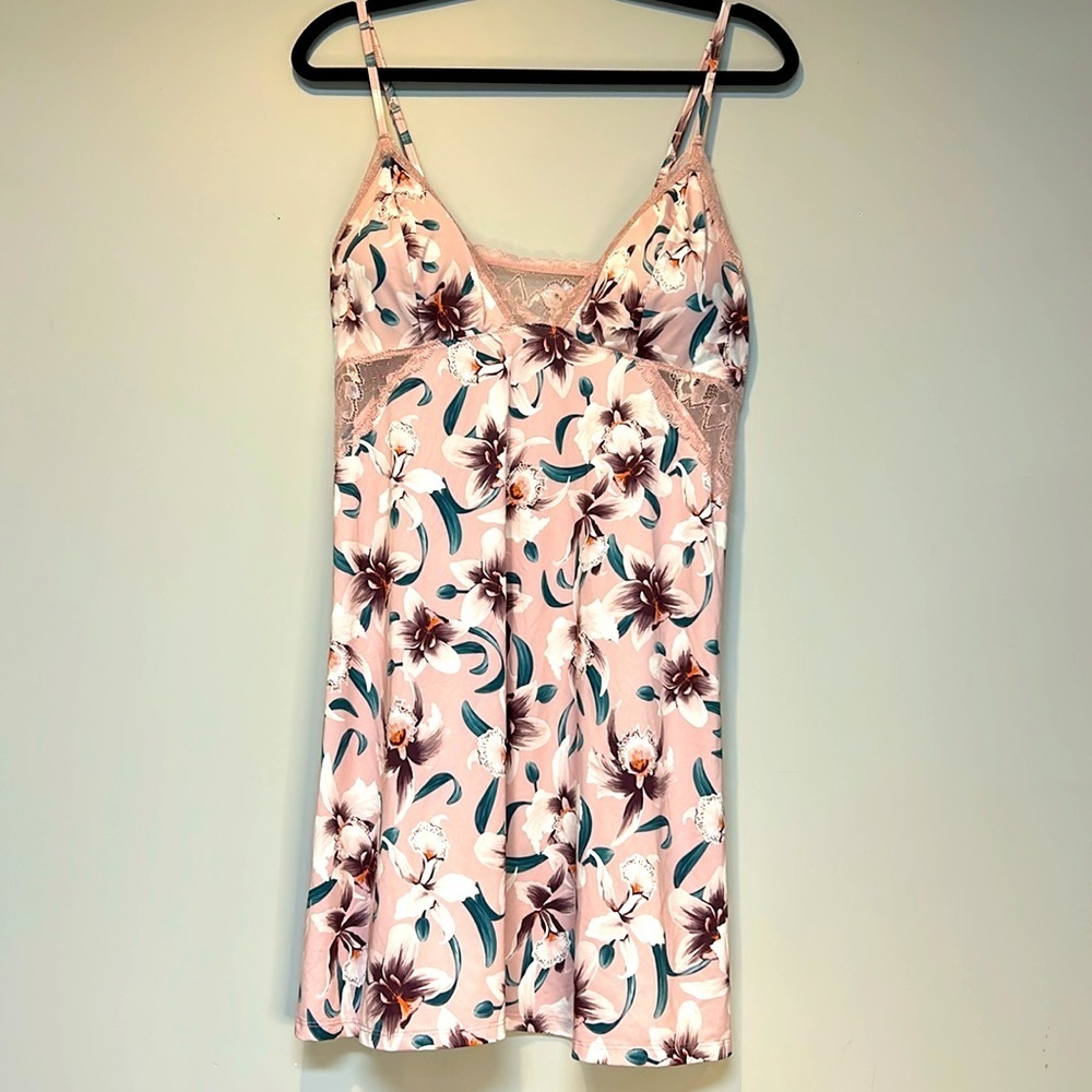 La Vie En Rose Microfibre Teddy Nightgown Soft Sleep Lace Trimmed Size Large